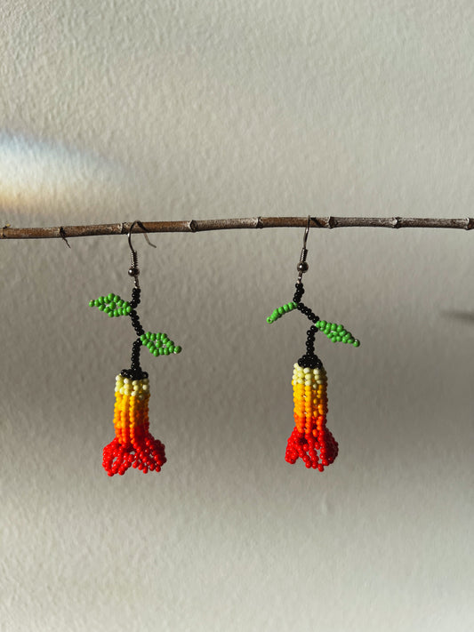 Lil’ Tulips, Light Green Leaf ✻ Embera Beaded Earrings